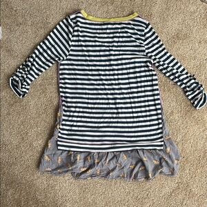 Striped Long Sleeve Tunic with Floral Hem